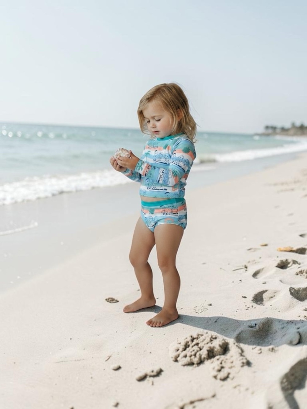 CoComelon' Long-Sleeve Swim Rashguard Character Set in Aqua & Coral Stripe - Picture 12 of 16